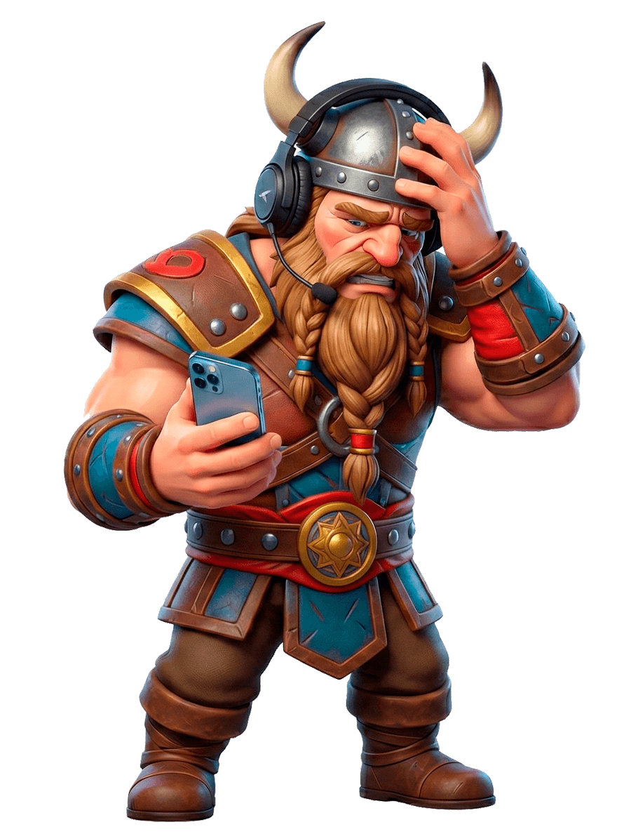 Vikingo frustrado con mensajes